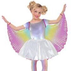 NWT Halloween Dress Up Party Costume Girls Rainbow Fabric Wings One Size